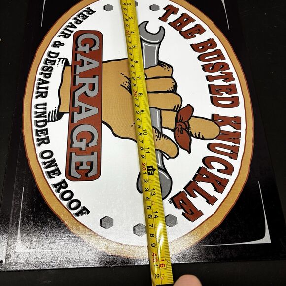 The Busted Knuckle Garage Repair and Despair Under One Roof Metal Wall Sign 2003 - Picture 6 of 6